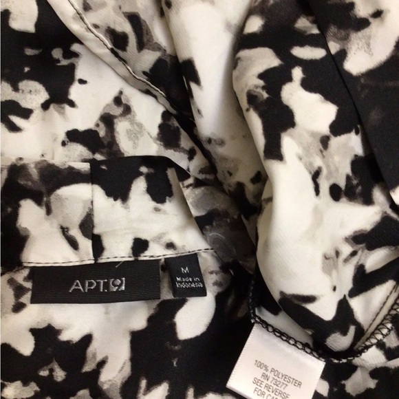 Apt 9 Size M Silky Front Wrap Blouse Top Hi-low Hem Black Gray White - Picture 6 of 6